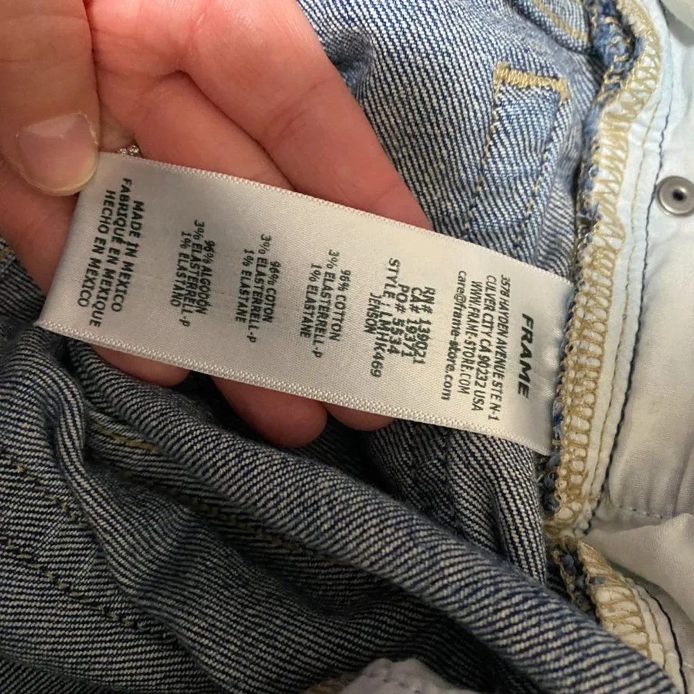 Frame Denim Mens L'Homme Skinny Jeans Mid-Rise, Semi-Dark Jenson Wash Sz 29